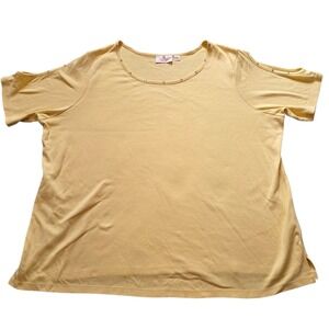 Quaker Factory Top Yellow Studded Cut Out Shoulder Grannycore‎ Women's 2X